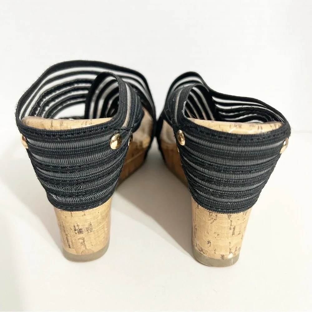 Canyon River Blues Black and Tan Strappy Wedges